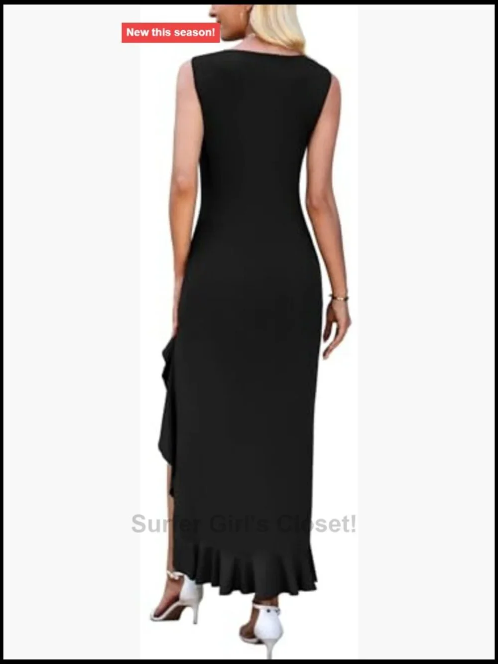Sleeveless V-Neck Maxi Dress Bodycon High Slit Cocktail Party Long Dress